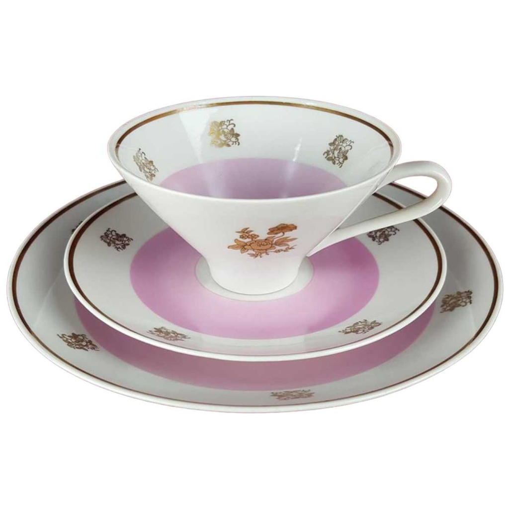 [458119107] Kaffeegedeck Kaffeeset Komplett Goldrand 3tlg Lichte Porzellan gebraucht - gut Bild 2