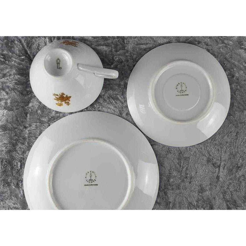 [458119107] Kaffeegedeck Kaffeeset Komplett Goldrand 3tlg Lichte Porzellan gebraucht - gut Bild 9