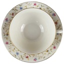 [458119446] Teetasse mit Untertasse Tasse Goldrand Schaller Elfenbein bunte Blümchen Beige gebraucht - gut Bild 2