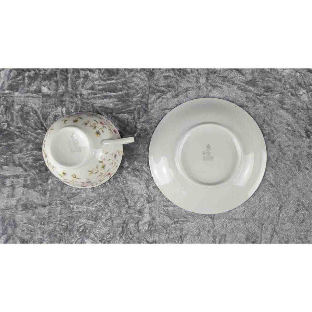 [458119446] Teetasse mit Untertasse Tasse Goldrand Schaller Elfenbein bunte Blümchen Beige gebraucht - gut Bild 3
