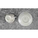[458119446] Teetasse mit Untertasse Tasse Goldrand Schaller Elfenbein bunte Blümchen Beige gebraucht - gut Bild 3