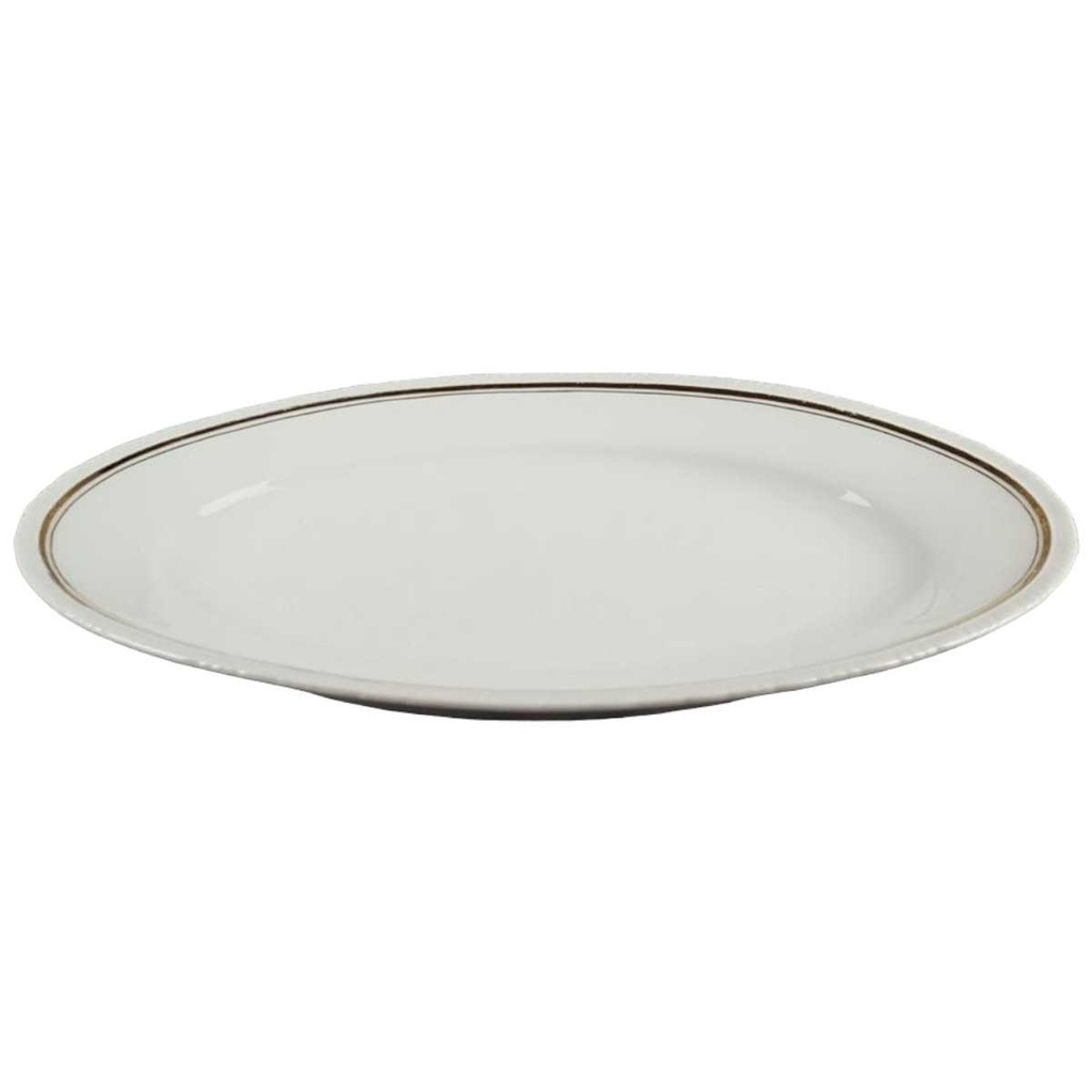 [458119468] Servierplatte Fleischplatte Steakplatte Goldrand 33,2x21,6 cm Schönwald Form 301 Weiß gebraucht - gut Bild 2