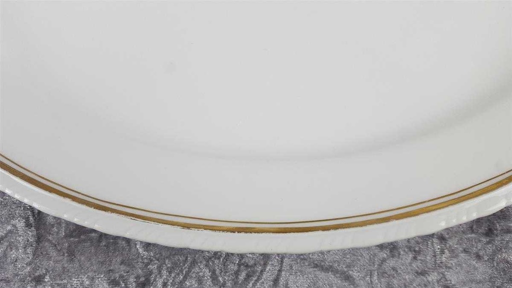 [458119468] Servierplatte Fleischplatte Steakplatte Goldrand 33,2x21,6 cm Schönwald Form 301 Weiß gebraucht - gut Bild 4