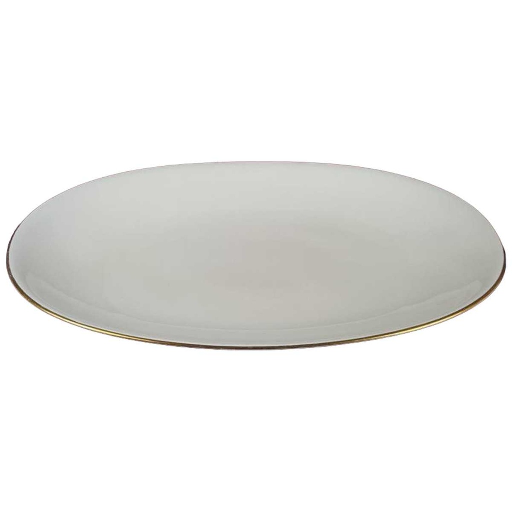 [458119492] Servierplatte Fleischplatte Steakplatte Goldrand 33x22,5 cm Zeh Scherzer Unbekannte Form Elfenbein gebraucht - gut Bild 2