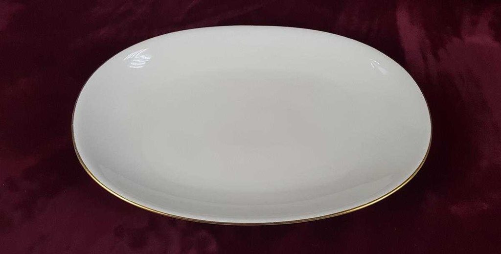 [458119492] Servierplatte Fleischplatte Steakplatte Goldrand 33x22,5 cm Zeh Scherzer Unbekannte Form Elfenbein gebraucht - gut Bild 3
