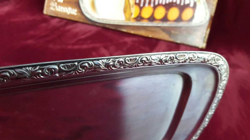 [458119516] Dessertteller Königskuchenplatte 38x18,2 cm WMF Silber gebraucht - gut Bild 3