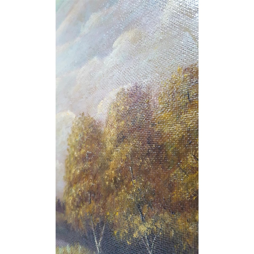[M45-002-002] Öl Ölgemälde Gemälde Wandbild Ölbild mit Rahmen 85x65x6,5 cm Landschaft Felder Bild 5