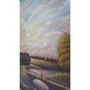 [M45-002-002] Öl Ölgemälde Gemälde Wandbild Ölbild mit Rahmen 85x65x6,5 cm Landschaft Felder Bild 6