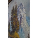 [M45-002-005] Öl Ölgemälde Gemälde Wandbild Ölbild mit Rahmen 68x56x4,5 cm Landschaft Berge Bild 4