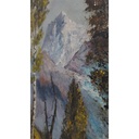 [M45-002-005] Öl Ölgemälde Gemälde Wandbild Ölbild mit Rahmen 68x56x4,5 cm Landschaft Berge Bild 5