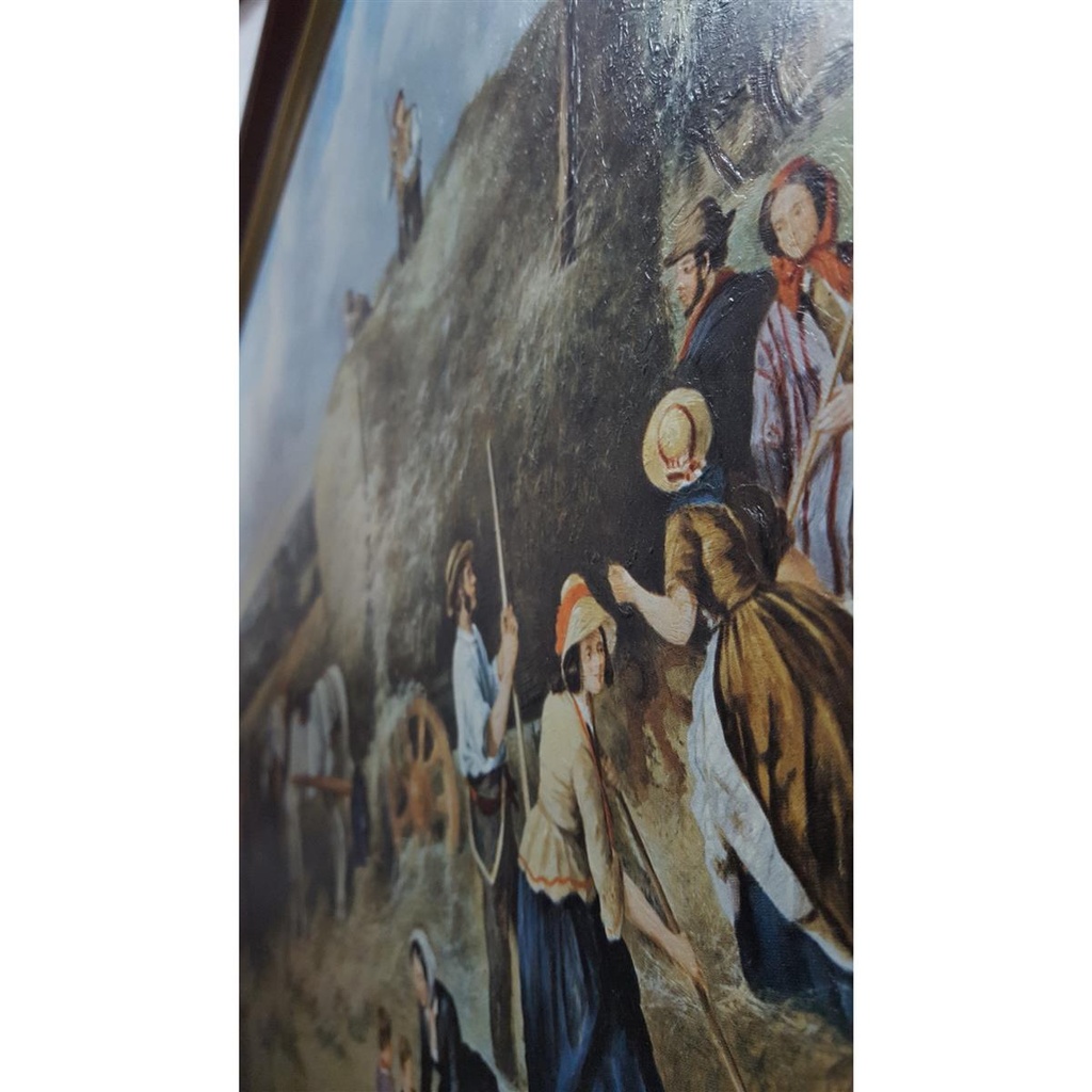 [M45-002-007] Öl-Druck auf Leinwand Gemälde mit Rahmen Motiv Feldarbeiter 114x74 cm Bild 5