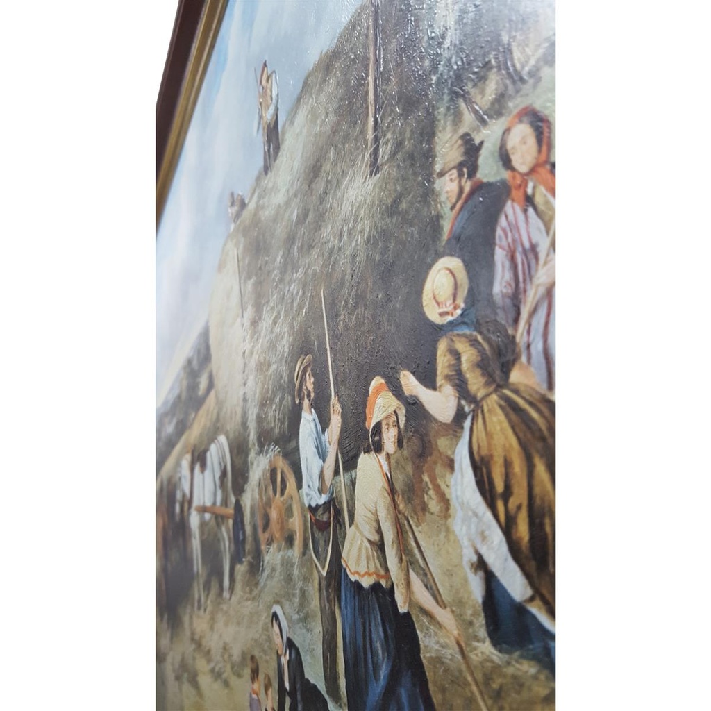 [M45-002-007] Öl-Druck auf Leinwand Gemälde mit Rahmen Motiv Feldarbeiter 114x74 cm Bild 6