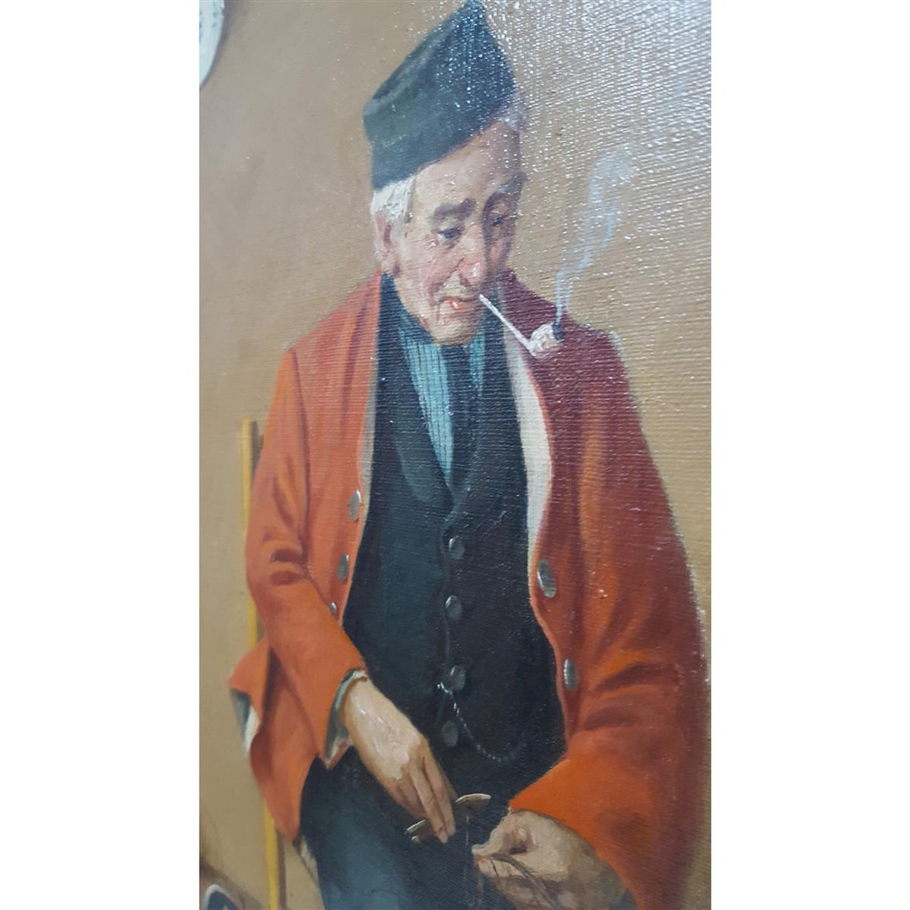 [M45-002-013] Gemälde mit Rahmen Netzknüpfender Holländer - Hans Fenger Bild 7