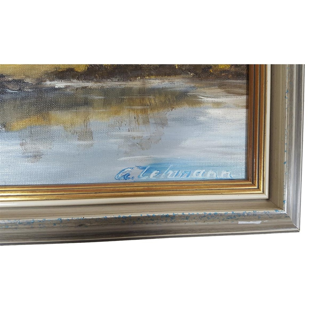 [M45-002-026] Ölgemälde Öl Gemälde Wandbild Ölbild mit Rahmen Landschaft Berge 57,5x42,5 cm Bild 2