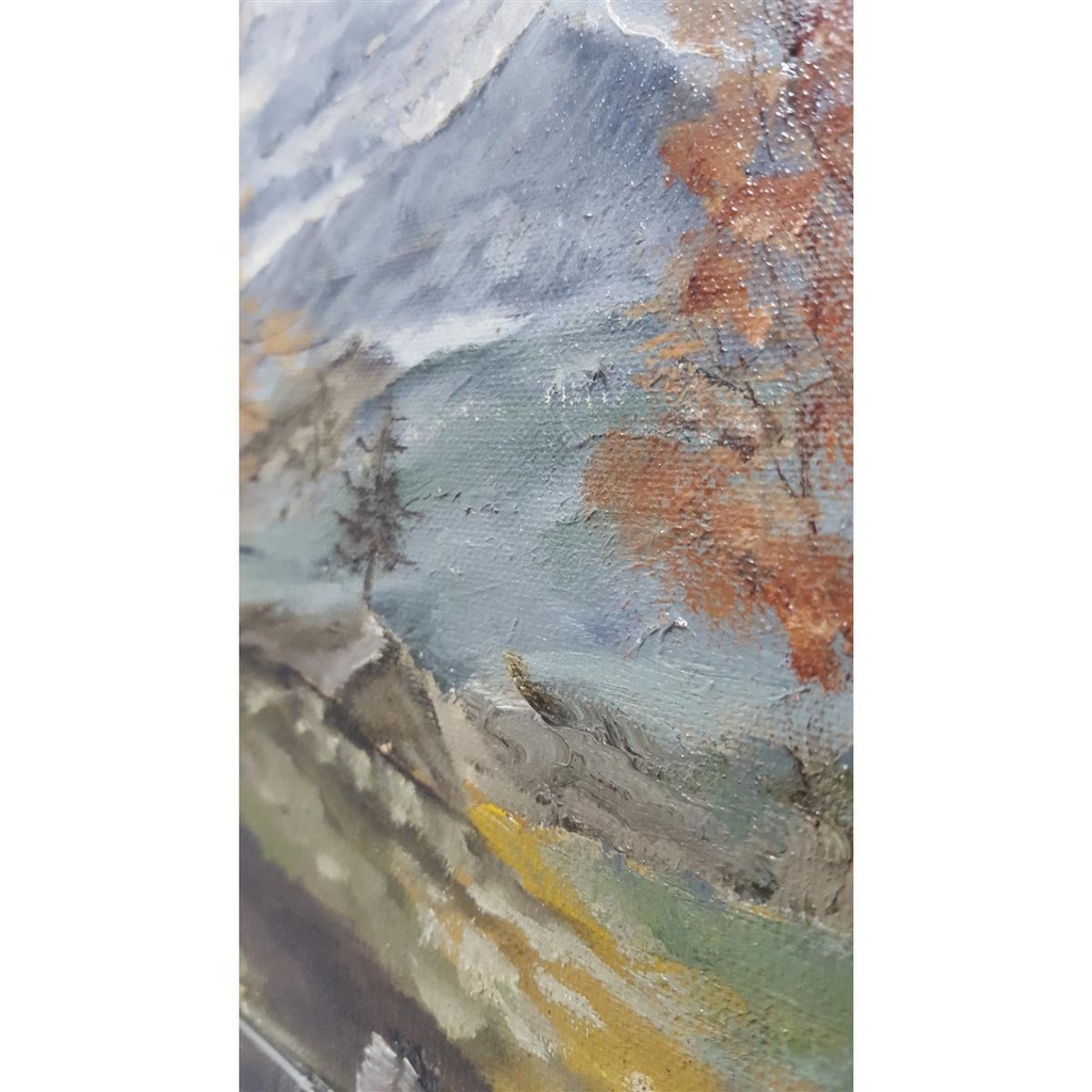 [M45-002-026] Ölgemälde Öl Gemälde Wandbild Ölbild mit Rahmen Landschaft Berge 57,5x42,5 cm Bild 5