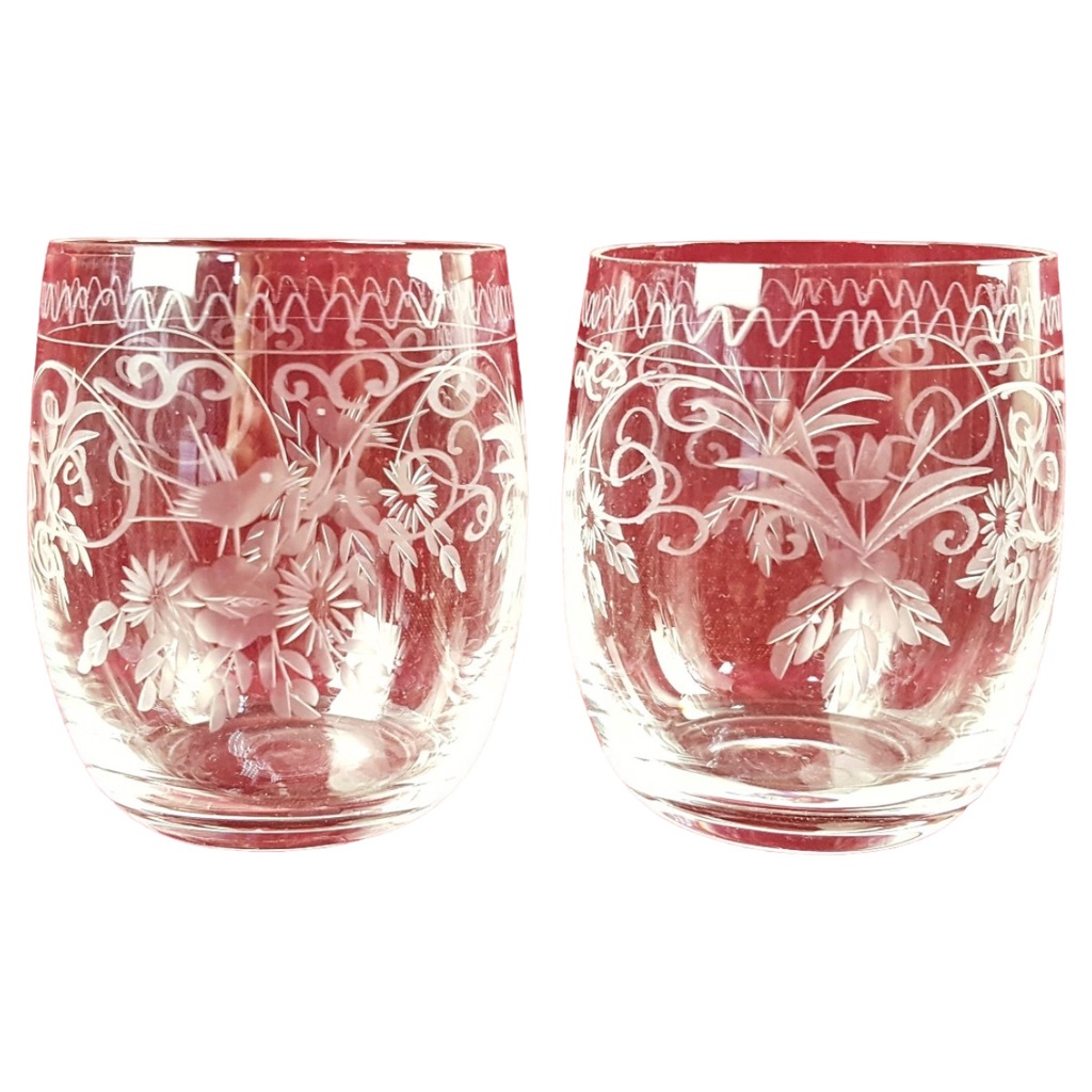 [SET2-458166654] 2er Set Schnapsgläser Pinnchen Schnapsglas Blumen Transparent gebraucht - sehr gut Bild 4