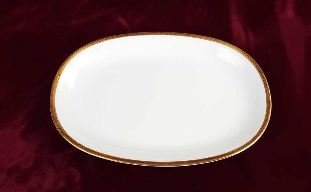 [458119559] Servierplatte Fleischplatte Steakplatte Goldrand 28,3x20,3 cm Thomas Porzellan Unbekannte Formen Weiß gebraucht - gut Bild 3