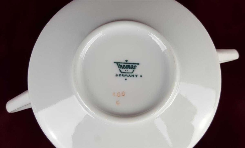 [458119565] Suppentasse Suppenbecher Goldrand Thomas Porzellan Unbekannte Formen Weiß gebraucht - gut Bild 5