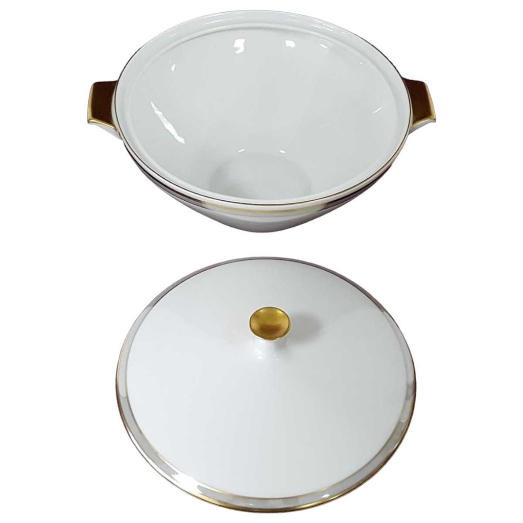 [458119812] Ragoutterrine Servierschüssel 1,2 L Heinrich Grazie Grauband Gold gebraucht - gut Bild 2