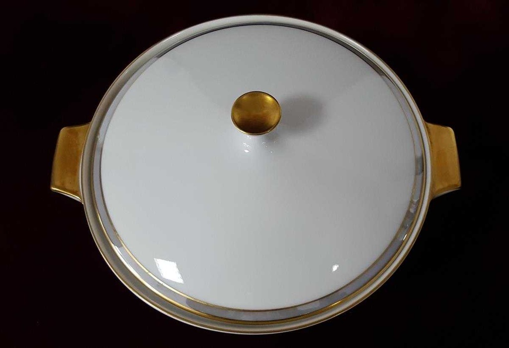 [458119812] Ragoutterrine Servierschüssel 1,2 L Heinrich Grazie Grauband Gold gebraucht - gut Bild 3