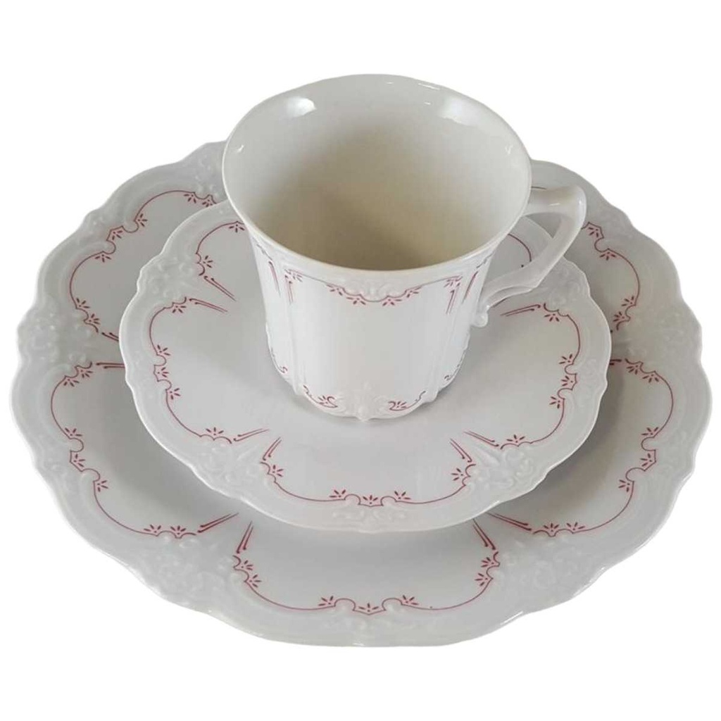 [45812092] Kaffeetasse Kaffeegedeck Kaffeeset Komplett 3tlg Tirschenreuth Baronesse Denise Rot gebraucht - neuwertig Bild 2