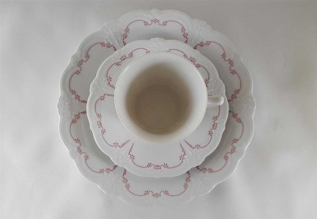 [45812092] Kaffeetasse Kaffeegedeck Kaffeeset Komplett 3tlg Tirschenreuth Baronesse Denise Rot gebraucht - neuwertig Bild 3