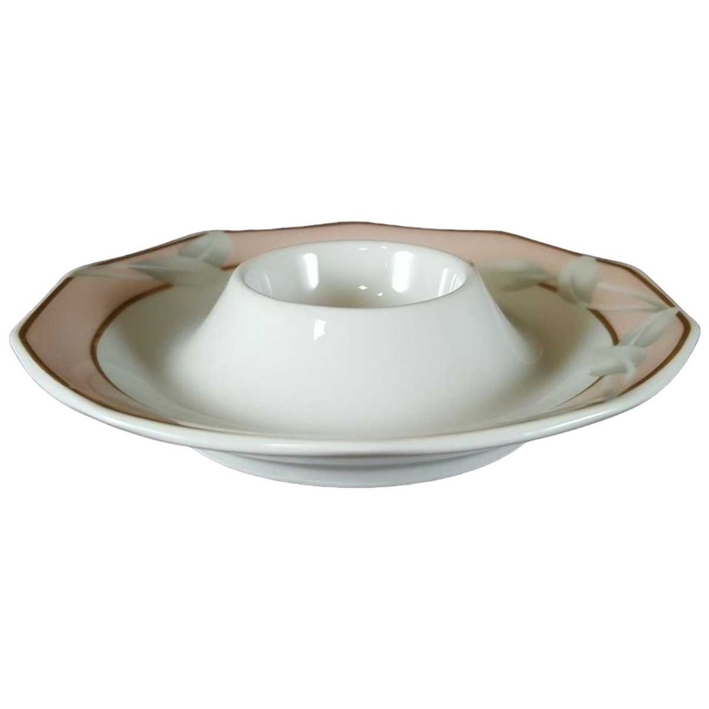 [45812129] Eierbecher mit Schalenablage Goldrand 11,9 cm Winterling Marktleuthen Blättermotiv Rosa gebraucht - neuwertig Bild 2
