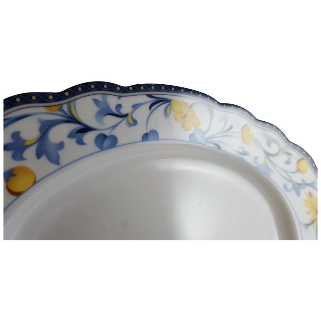 [45812136] Servierplatte Speiseplatte Fleischplatte Steakplatte 33,5x22,4 cm Schaller Gelbe Blumen Blau gebraucht - neuwertig Bild 2