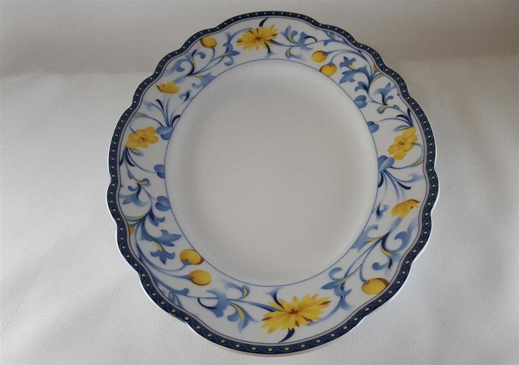 [45812136] Servierplatte Speiseplatte Fleischplatte Steakplatte 33,5x22,4 cm Schaller Gelbe Blumen Blau gebraucht - neuwertig Bild 3
