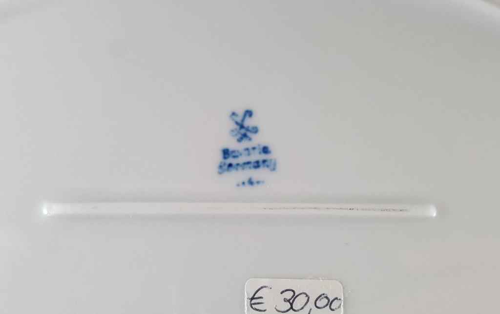 [45812136] Servierplatte Speiseplatte Fleischplatte Steakplatte 33,5x22,4 cm Schaller Gelbe Blumen Blau gebraucht - neuwertig Bild 5