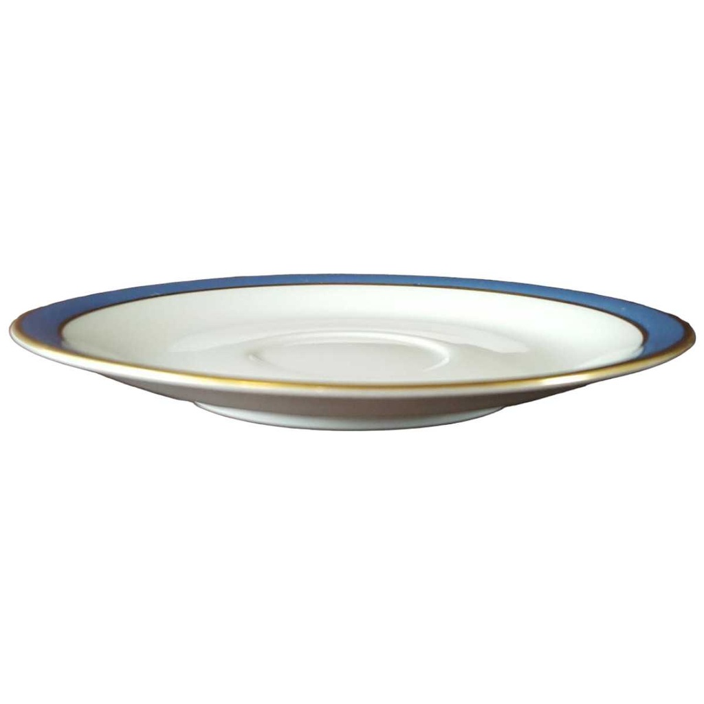[45812169] Untertasse für Kaffee 14,8 cm Seltmann Weiden Vohenstrauß Strichmuster Blau Gold gebraucht - sehr gut Bild 2