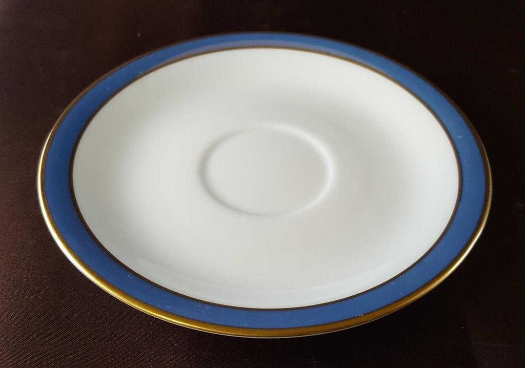 [45812169] Untertasse für Kaffee 14,8 cm Seltmann Weiden Vohenstrauß Strichmuster Blau Gold gebraucht - sehr gut Bild 3