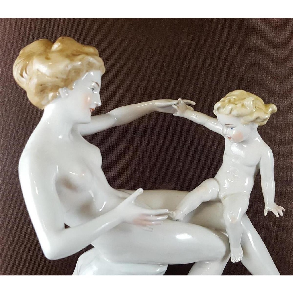 [45812172] Scheibe-Alsbach Otto Poertzel Porzellan Figur Skulptur Frau Kind Knabe signiert Bild 3