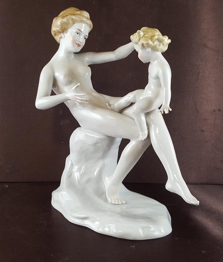 [45812172] Scheibe-Alsbach Otto Poertzel Porzellan Figur Skulptur Frau Kind Knabe signiert Bild 7