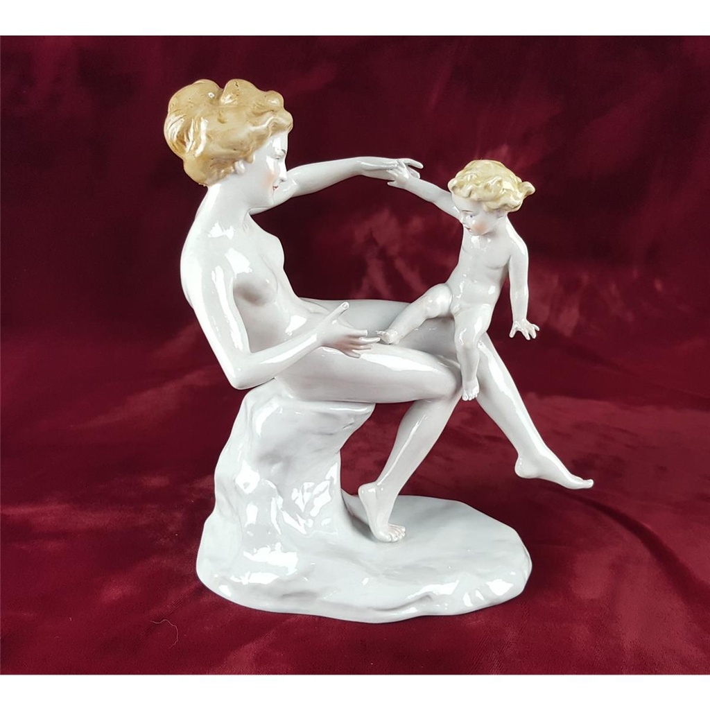 [45812172] Scheibe-Alsbach Otto Poertzel Porzellan Figur Skulptur Frau Kind Knabe signiert Bild 9
