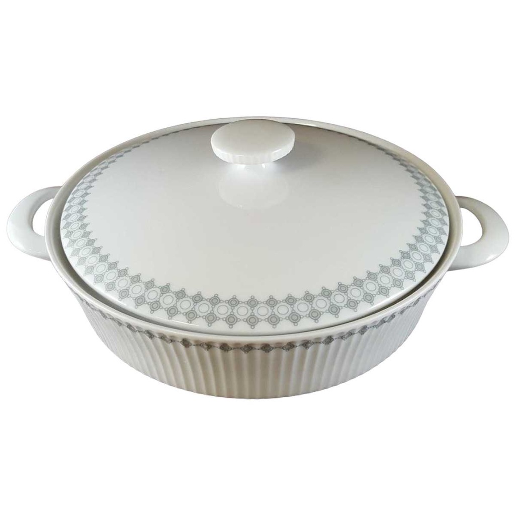 [45812185] Ragoutterrine Suppenterrine Suppenschüssel Servierschüssel 1 L Eschenbach Relief Grau Rand gebraucht - neuwertig Bild 2
