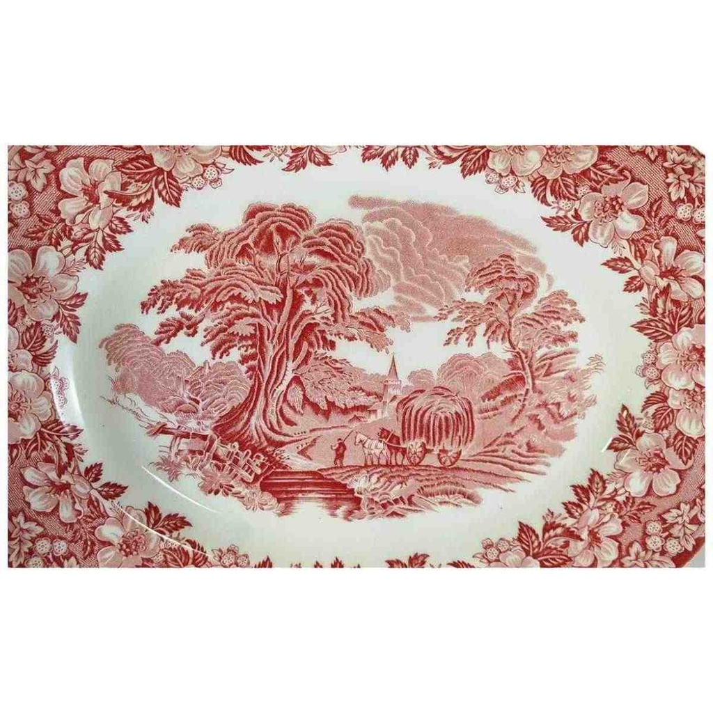 [45812537] Servierplatte Speiseplatte Fleischplatte 35,5x28,5 cm Enoch Wedgwood Woodland Rot gebraucht - gut Bild 2