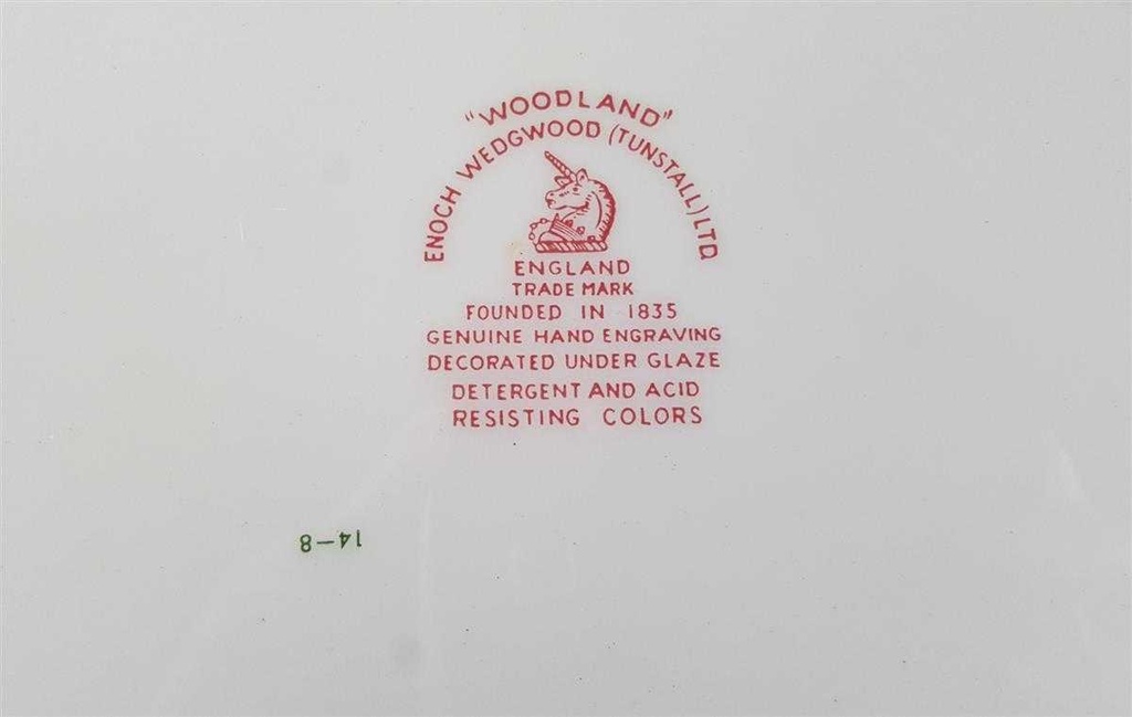 [45812537] Servierplatte Speiseplatte Fleischplatte 35,5x28,5 cm Enoch Wedgwood Woodland Rot gebraucht - gut Bild 5