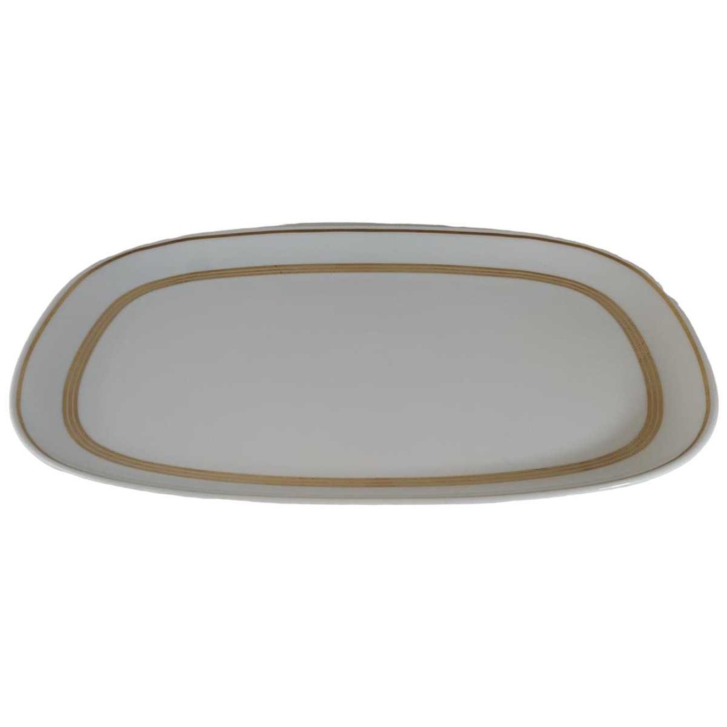 [45812588] Servierplatte Speiseplatte Fleischplatte Steakplatte 34,9x22,4 cm Arzberg Brasilia Goldstreifen Weiß gebraucht - gut Bild 2