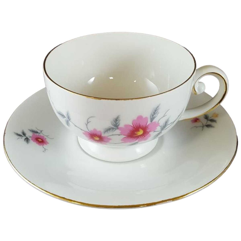 [45812605] Untertasse Teetasse mit Tasse Goldrand Schaller Rosa Blumen gebraucht - gut Bild 2