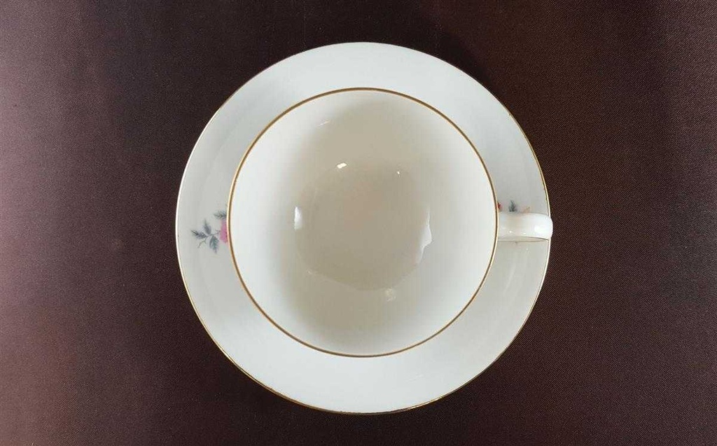 [45812605] Untertasse Teetasse mit Tasse Goldrand Schaller Rosa Blumen gebraucht - gut Bild 3