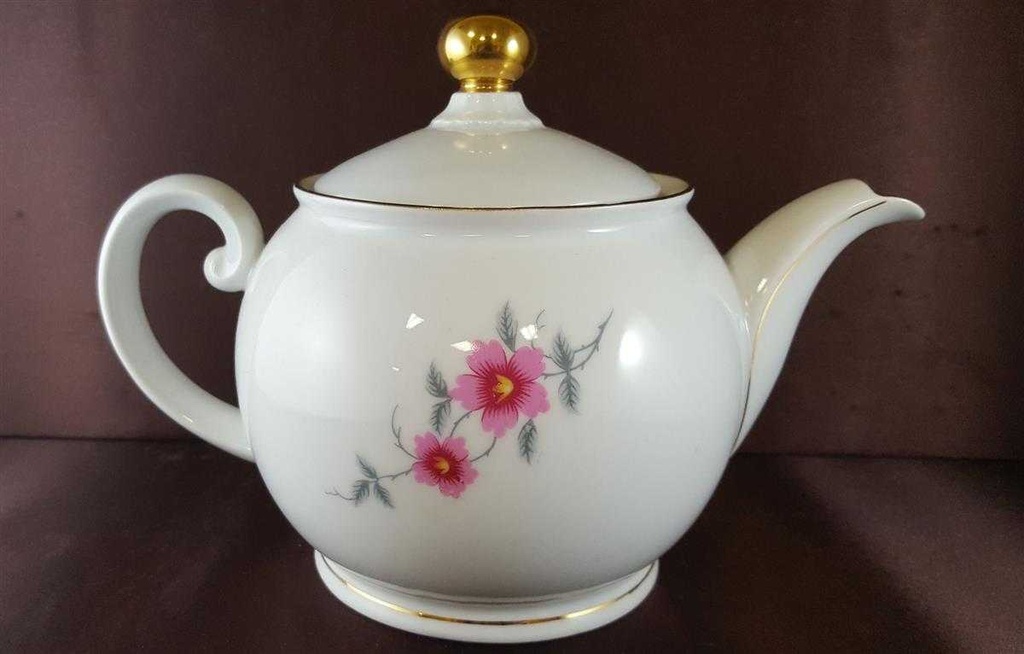 [45812608] Teekanne Goldrand Schaller Rosa Blumen mit gebraucht - sehr gut Bild 3