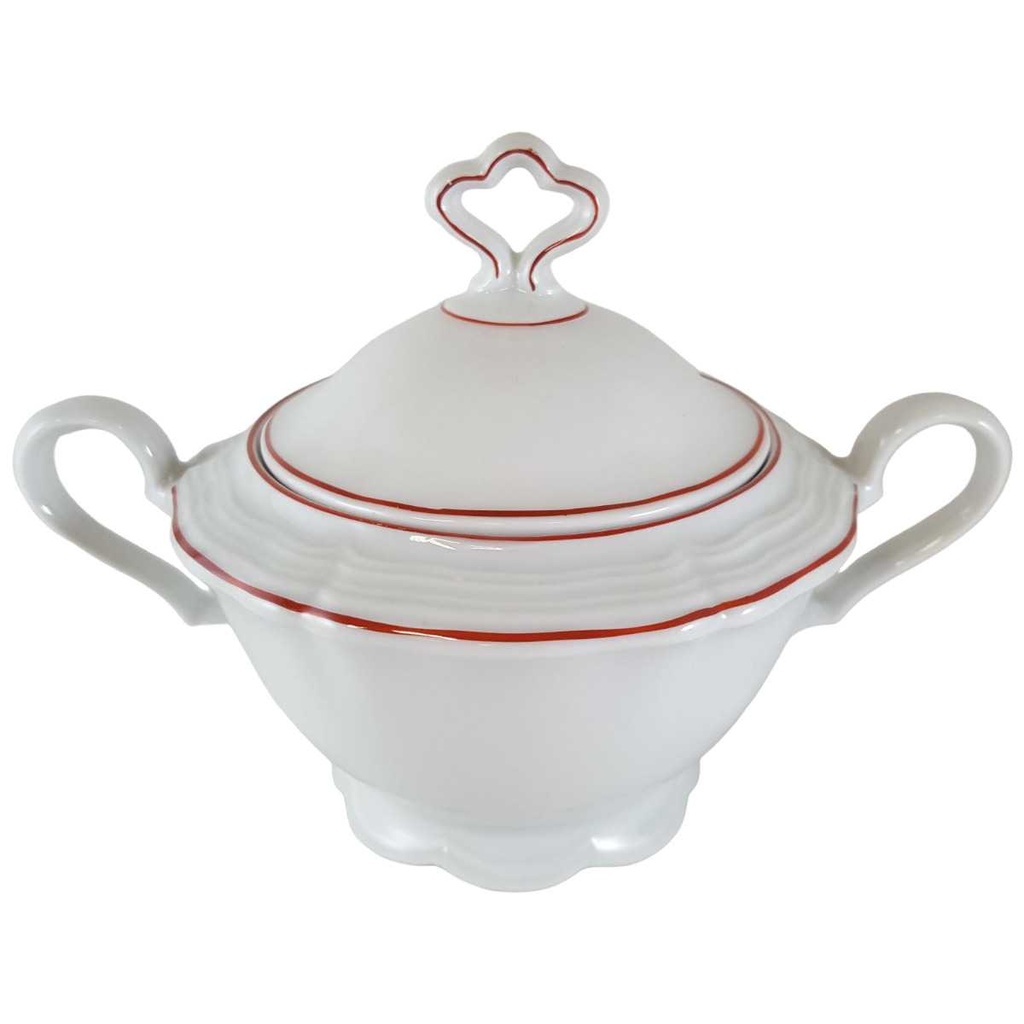 [45812673] Zuckerdose Seltmann Weiden Marie Luise roter Rand Rot gebraucht - gut Bild 2