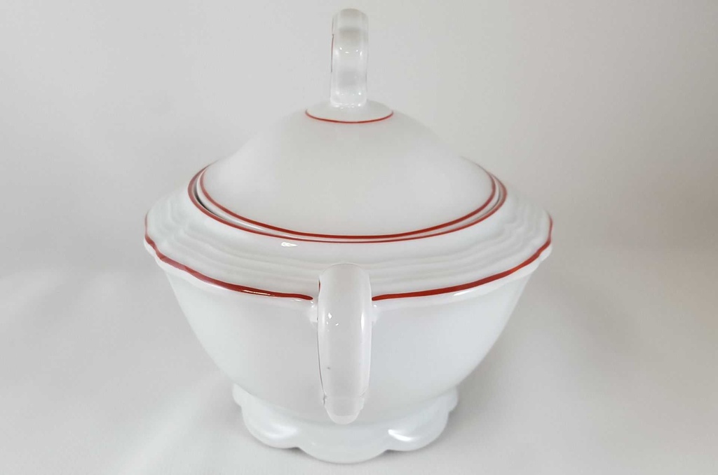 [45812673] Zuckerdose Seltmann Weiden Marie Luise roter Rand Rot gebraucht - gut Bild 4