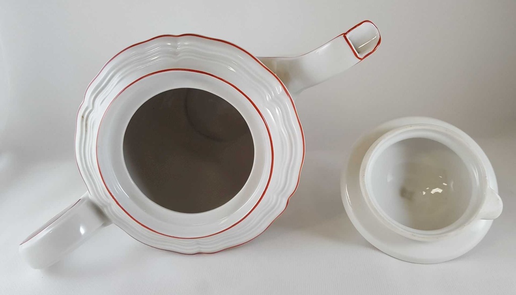 [45812679] Kaffeekanne Kanne 1,5 L Seltmann Weiden Marie Luise roter Rand Rot gebraucht - gut Bild 6