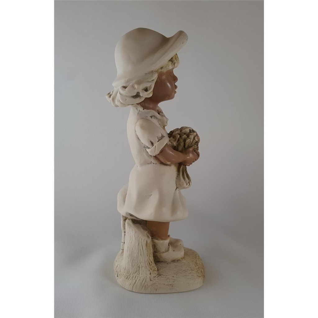 [45812317] Wohnform Figur Mädchen mit Blumenstrauß Massiv Handarbeit H 22,2 cm Bild 2