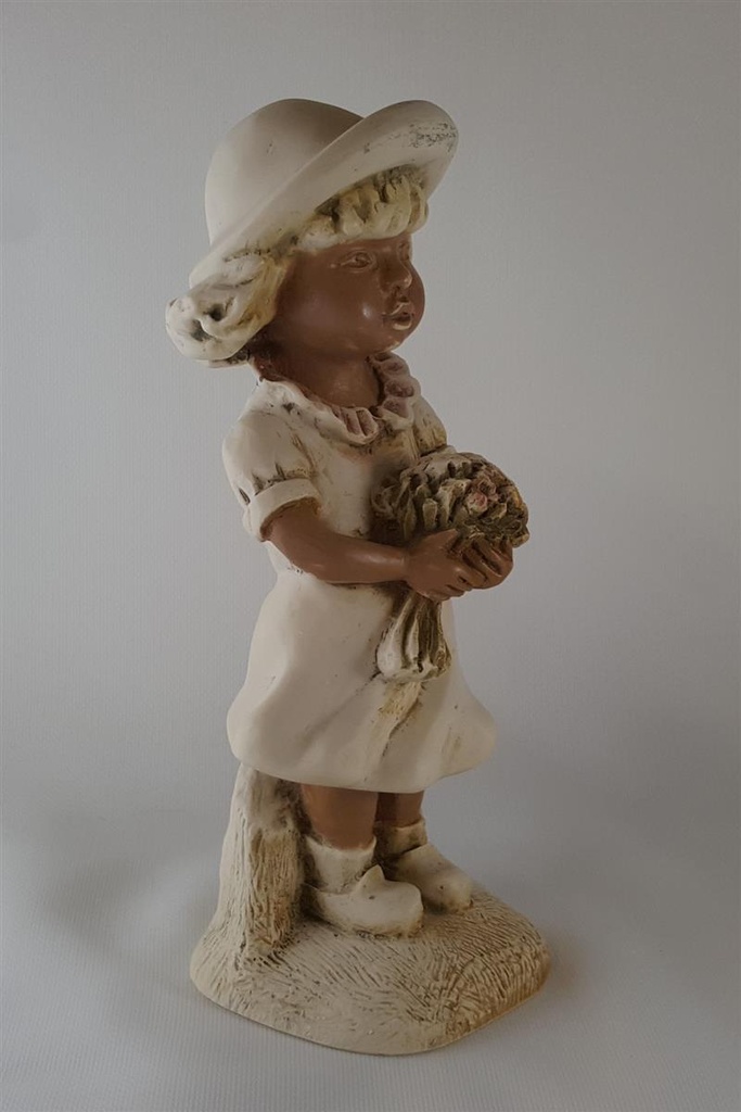 [45812317] Wohnform Figur Mädchen mit Blumenstrauß Massiv Handarbeit H 22,2 cm Bild 5