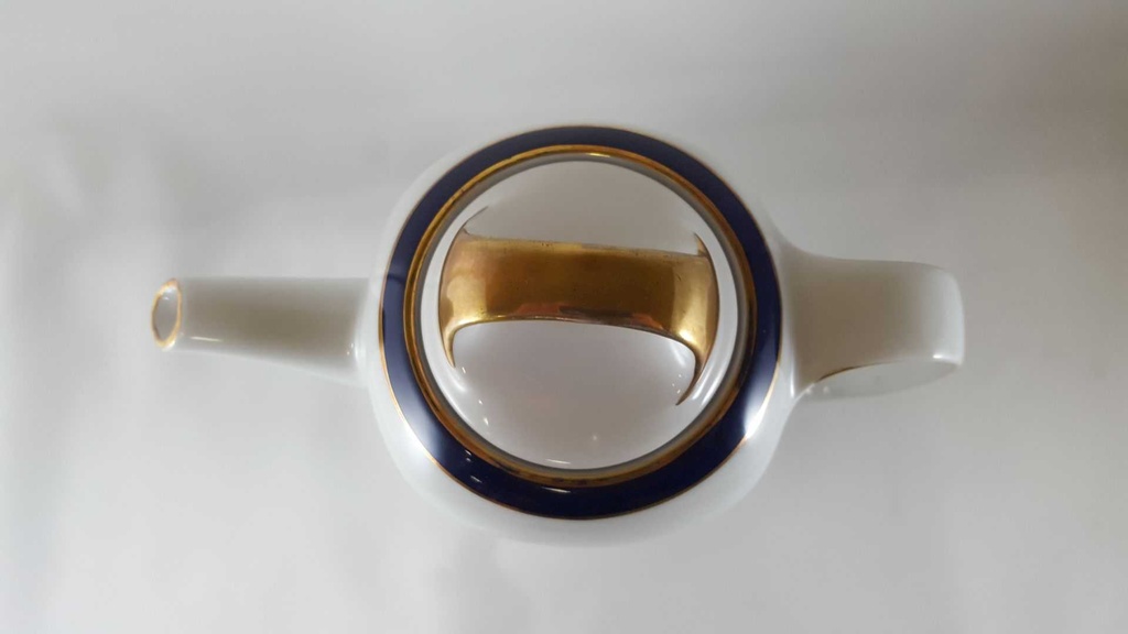 [45812378] Kaffeekanne Kanne Goldrand 1,3 L Eschenbach Hannover Form 630 Echt Kobalt mit gebraucht - gut Bild 4