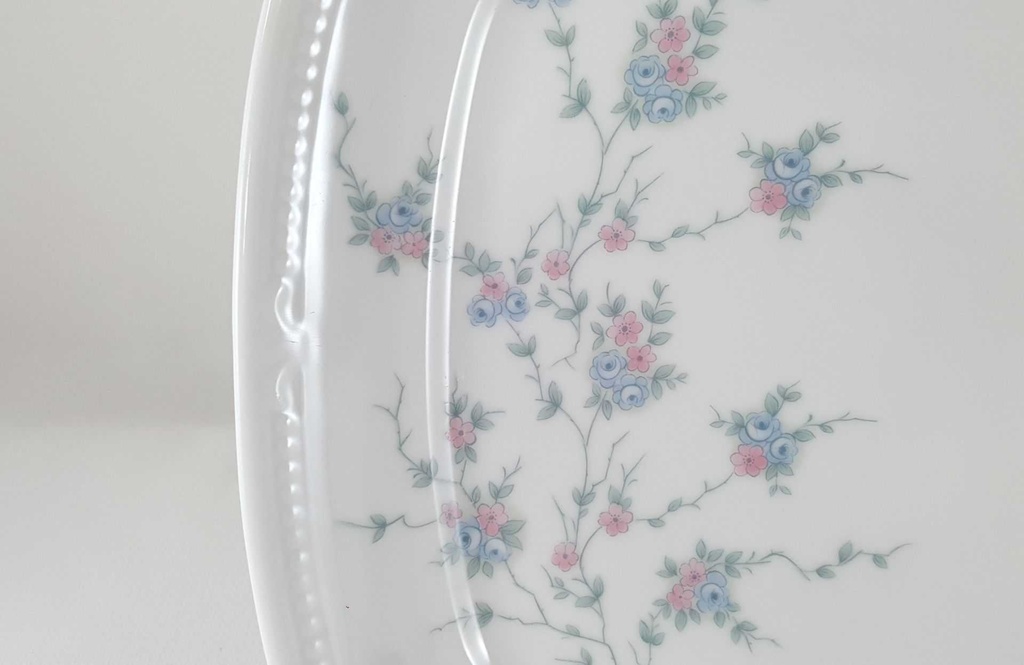 [45812722] Servierplatte Speiseplatte Fleischplatte Steakplatte 32x21,5 cm Mitterteich Form 2040 Sissi Blau Rosa Blumendekor Blumen gebraucht - gut Bild 2