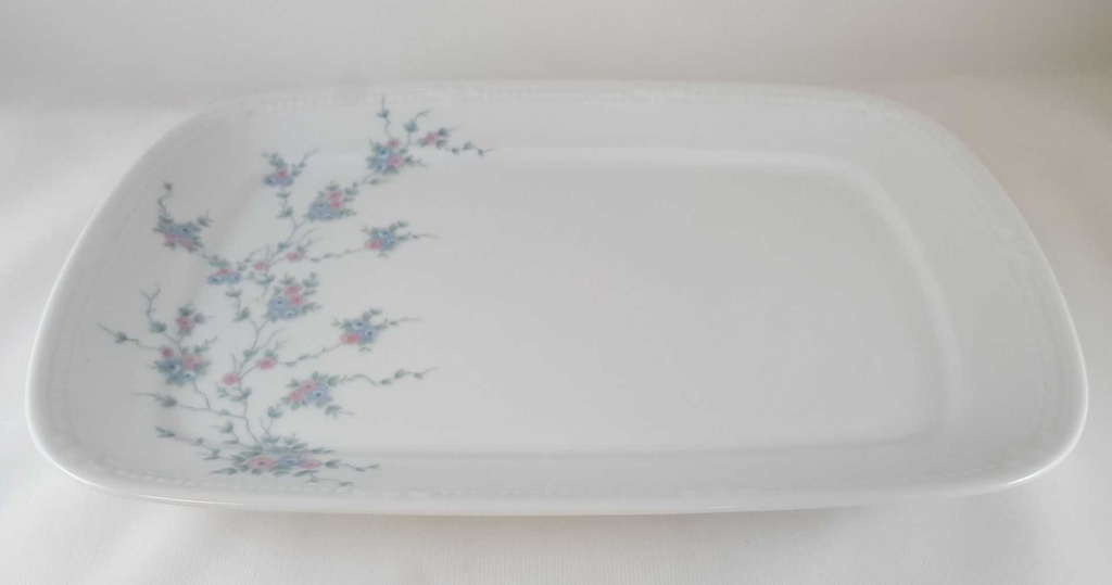 [45812722] Servierplatte Speiseplatte Fleischplatte Steakplatte 32x21,5 cm Mitterteich Form 2040 Sissi Blau Rosa Blumendekor Blumen gebraucht - gut Bild 3